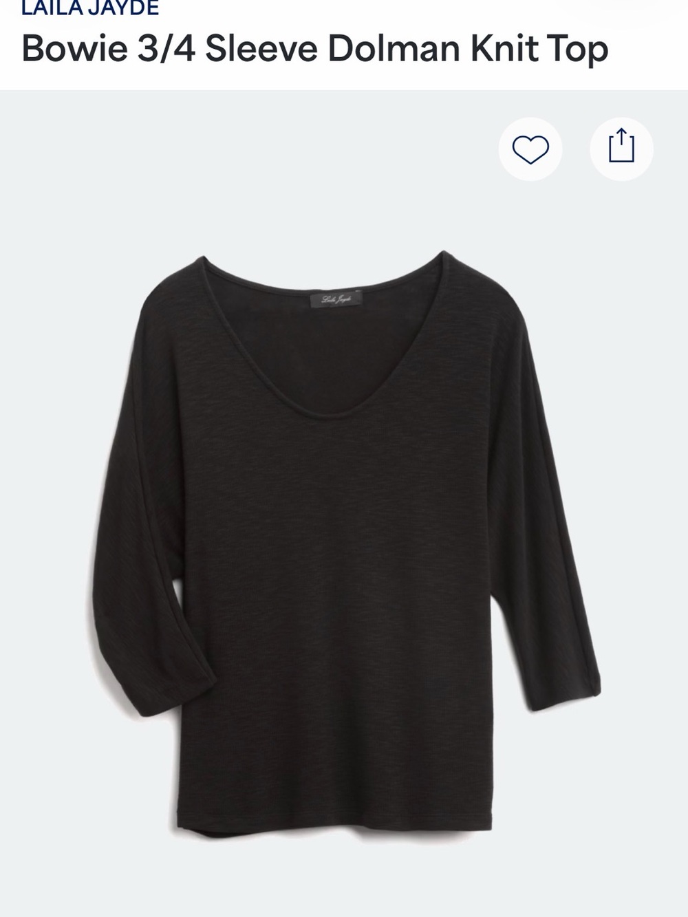 Laila Jayde Black Dolman Sleeve Scoop Neck Tunic